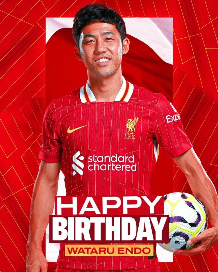  利物浦祝遠藤航32歲生日快樂，球員加盟紅軍至今出戰(zhàn)62場比賽
