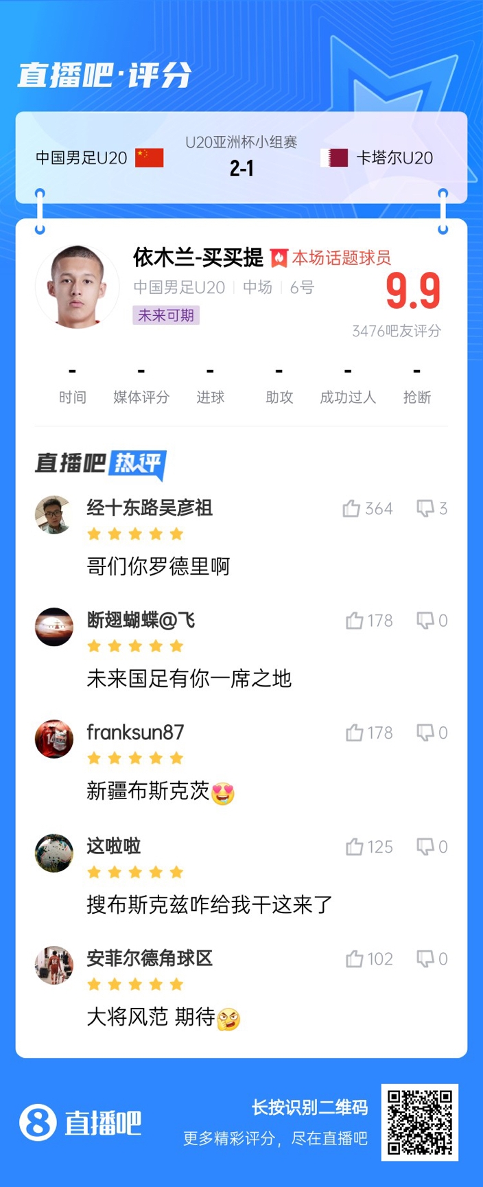  依木蘭+陳澤仕泰山中場連線！19歲依木蘭獲封：新疆布斯克茨！