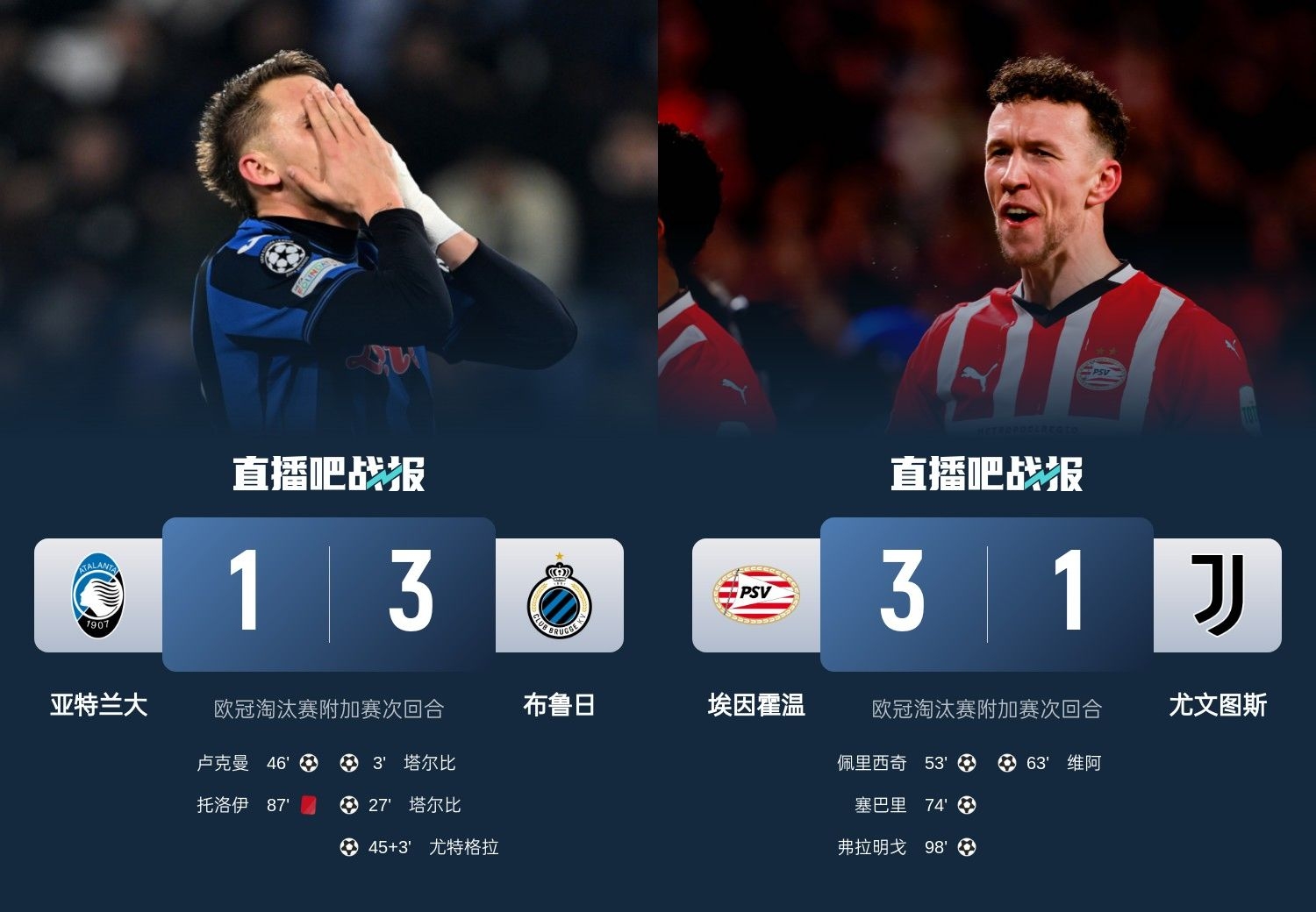  真是意甲拉垮？PSV淘汰尤文后3連敗，布魯日爆冷真藍(lán)黑后1勝難求