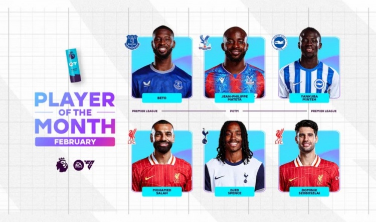  英超2月最佳候選：貝托、馬特塔、明特、薩拉赫、斯賓塞、索博