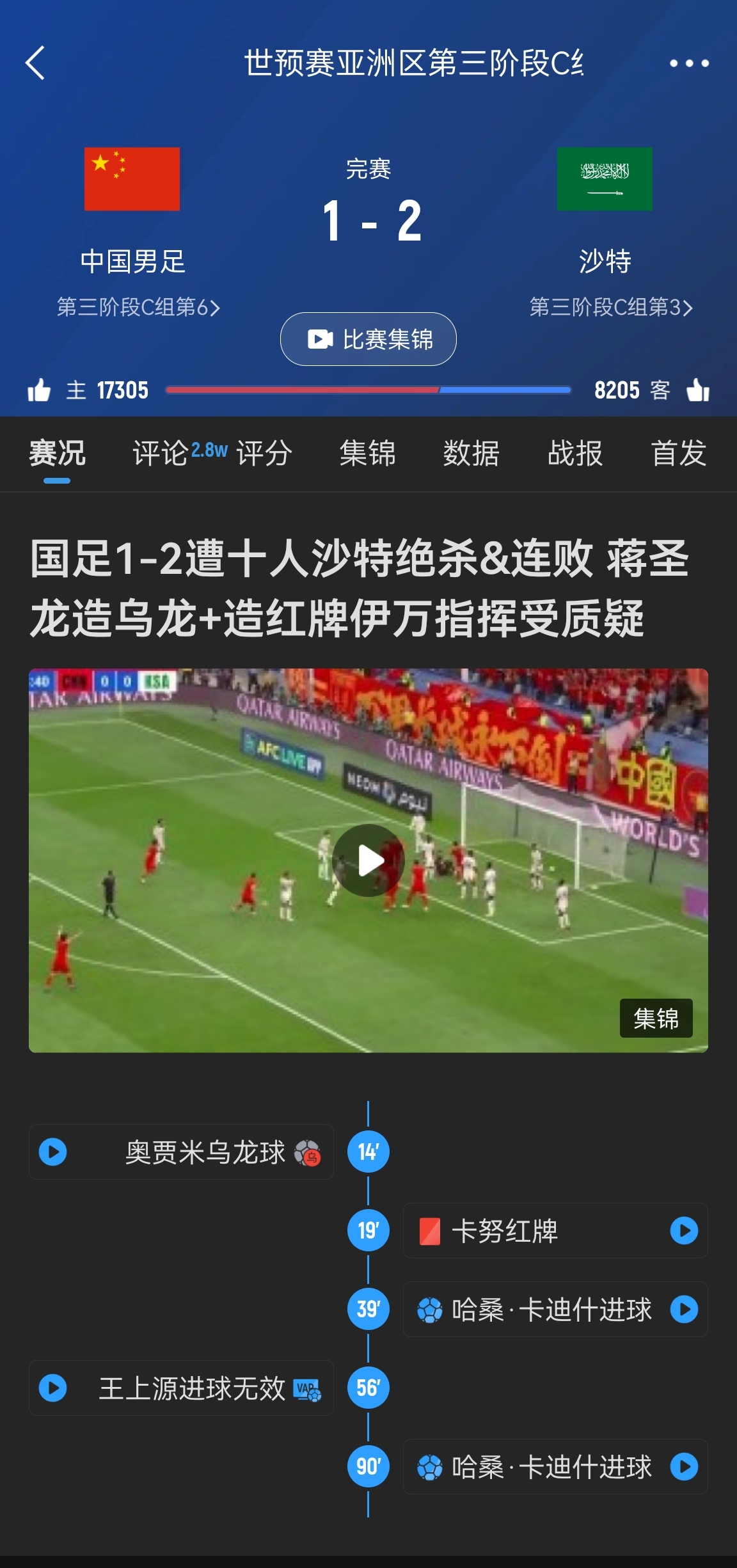  今天什么劇本？首戰(zhàn)沙特也是半場紅牌+蔣光太傷退，最后國足被翻