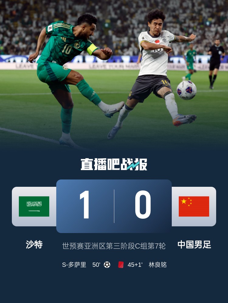  1-0小勝國足終結沙特在18強賽191天的進球荒，上次進球也是戰(zhàn)國足